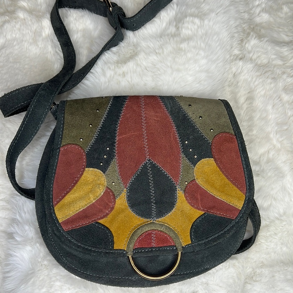 Multicolor Suede Crossbody Bag